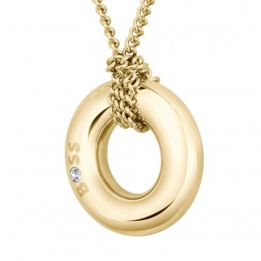 Ladies Live Gold Plated Round BOSS Pendant and Chain 1580684