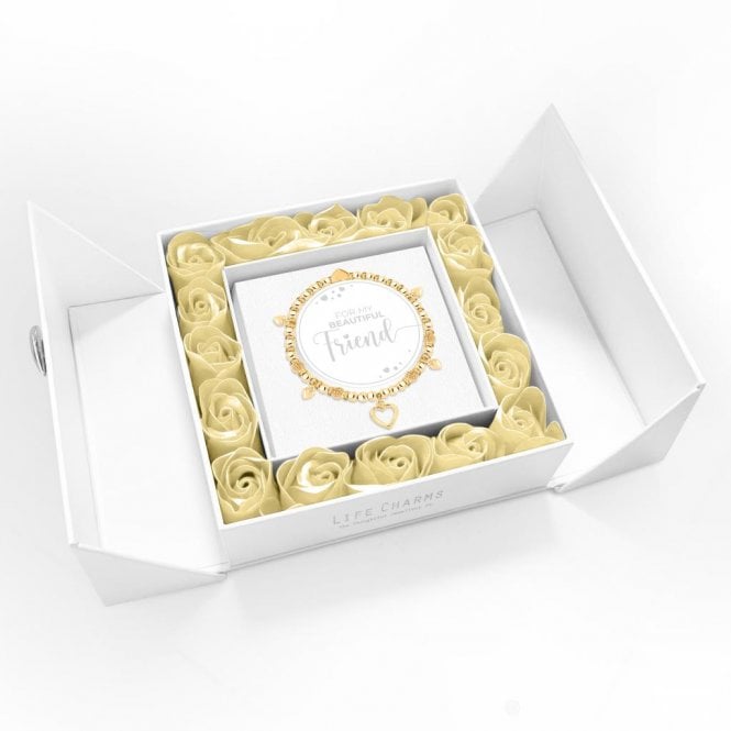 Life Charms Beautiful Friend Gold Stars Charm Bracelet in Yellow Flower Box