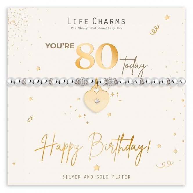 Life Charms Happy 80th Birthday Bracelet