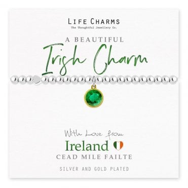 Irish Green Stone Charm Bracelet