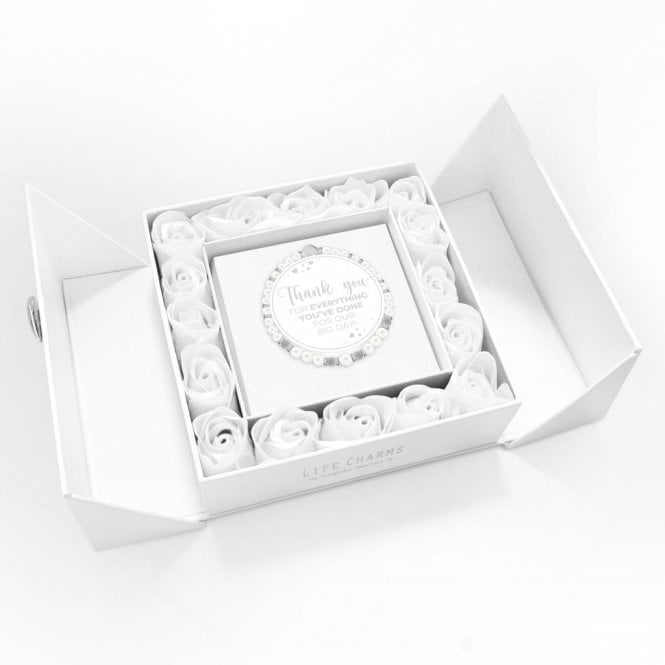Life Charms Mother Of The Bride Bracelet in White Flower Box