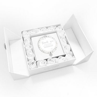 Thank You Bridesmaid Bracelet in White Flower Box