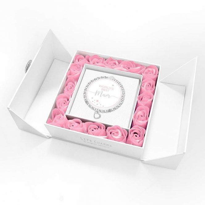 Life Charms Worlds Best Mum Bracelet in Pink Rose Box