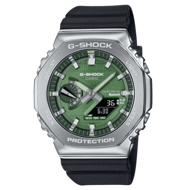 G-SHOCK Mens Metal Covered 2100 Bluetooth and Solar 49.5mm Green Dial Watch GBM-2100A-1A3ER