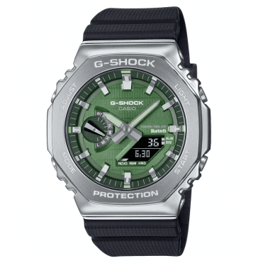 Mens G-SHOCK Metal Covered 2100 Bluetooth and Solar 49.5mm Green Dial Watch   GBM-2100A-1A3ER