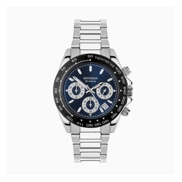 Mens Sekonda Circuit Chronograph Men’s Watch | Silver Alloy Case & Stainless Steel Bracelet with Blue Dial | 30200