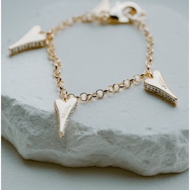 Gold Plated 4 Heart Charm Bracelet
