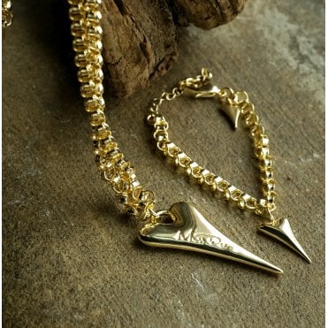 Gold Plated Belcher Heart Bracelet