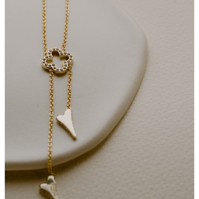 Miss Dee Gold Plated Clover & Heart Necklace