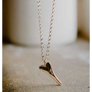 Gold Plated Long Belcher & Heart with Side Stones Necklace