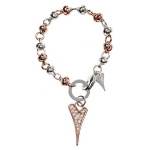 Miss Dee Rose Gold and Silver Plated 2 Colour Crystal Heart Bracelet