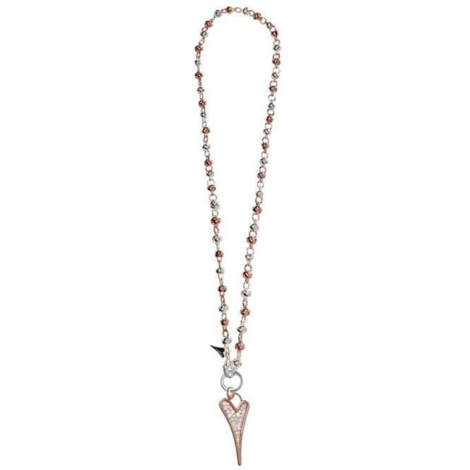 Miss Dee Rose Gold and Silver Plated 2 Colour Crystal Heart Long Necklace