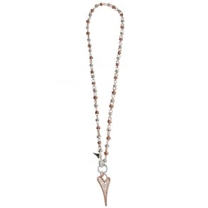 Miss Dee Rose Gold and Silver Plated 2 Colour Crystal Heart Long Necklace