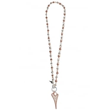 Miss Dee Rose Gold and Silver Plated 2 Colour Crystal Heart Long Necklace