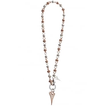 Miss Dee Rose Gold and Silver Plated 2 Colour Crystal Heart Necklace