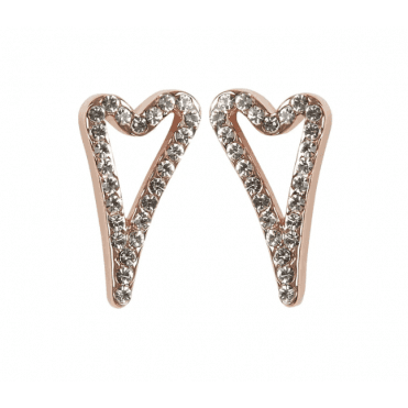 Rose Gold Open Crystal Heart Stud Earrings