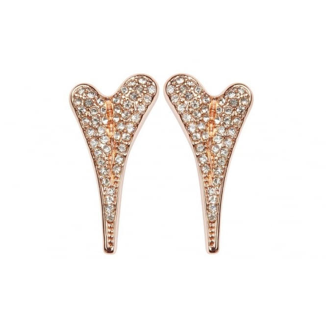 Miss Dee Rose Gold Plated Crystal Heart Stud Earrings