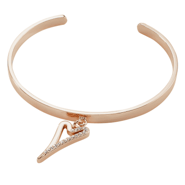 Rose Gold Plated Crystal Heart Torque Bangle
