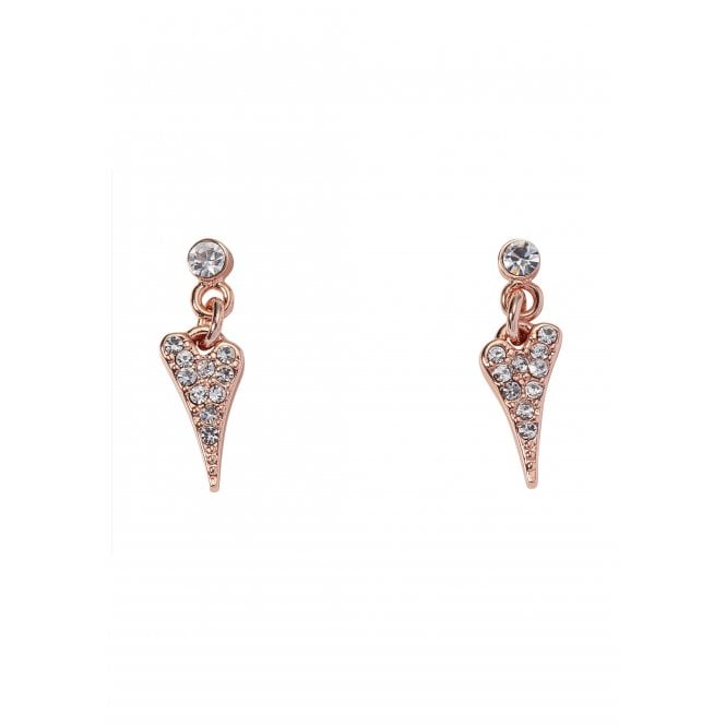 Miss Dee Rose Gold Plated Small Crystal Heart Drop Earrings