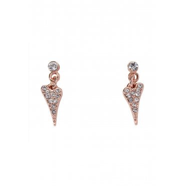 Rose Gold Plated Small Crystal Heart Drop Earrings