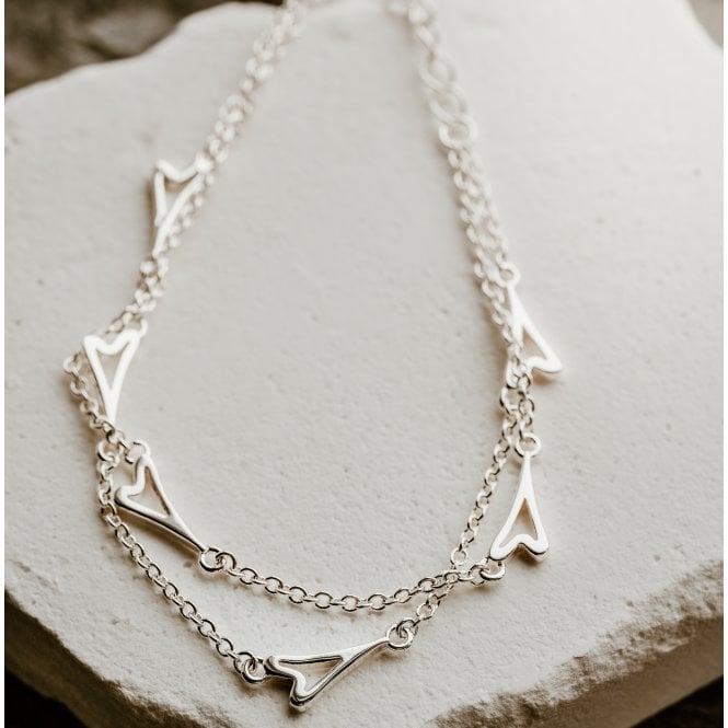 Miss Dee Silver Plated 2 Strand Multi Heart Bracelet