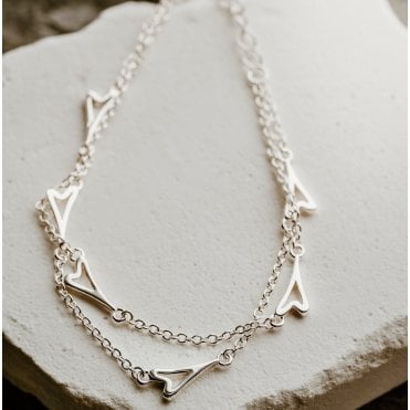 Silver Plated 2 Strand Multi Heart Bracelet