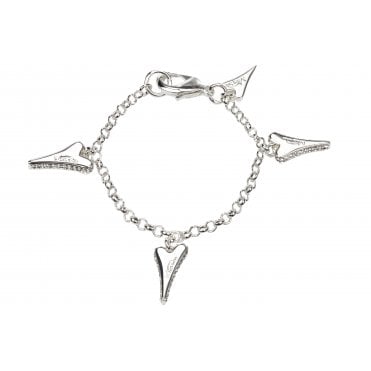Silver Plated 4 Heart Charm Bracelet