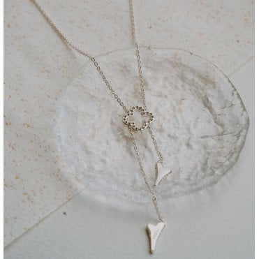 Silver Plated Clover & Heart Necklace