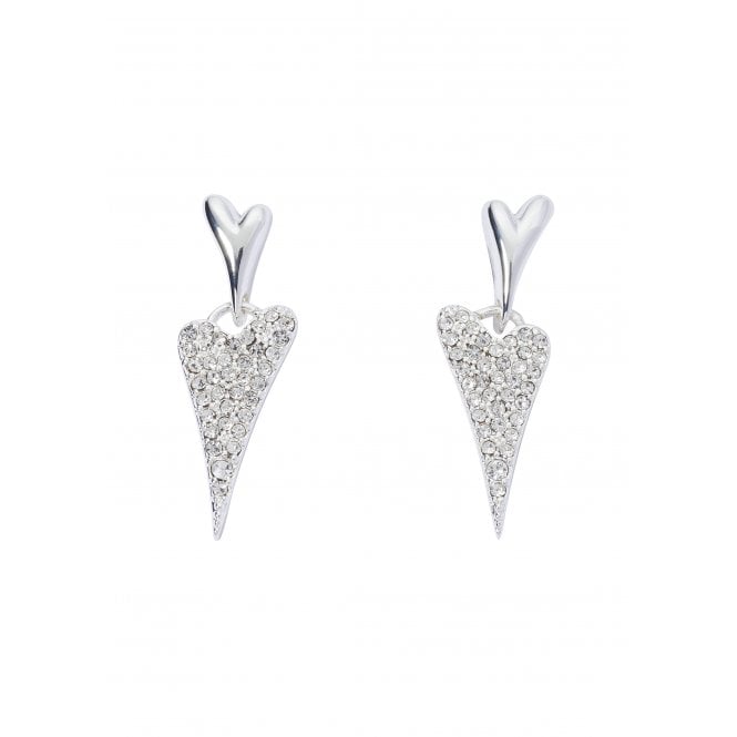 Miss Dee Silver Plated Crystal Heart Drop Earring