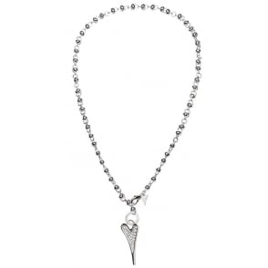 Miss Dee Silver Plated Crystal Heart Knot Necklace