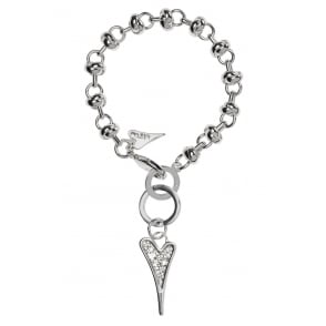 Miss Dee Silver Plated Crystal Set Heart Bracelet
