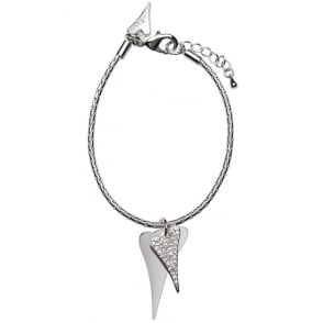 Miss Dee Silver Plated Double Heart Crystal Bracelet