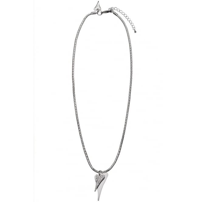 Miss Dee Silver Plated Double Heart Crystal Necklace