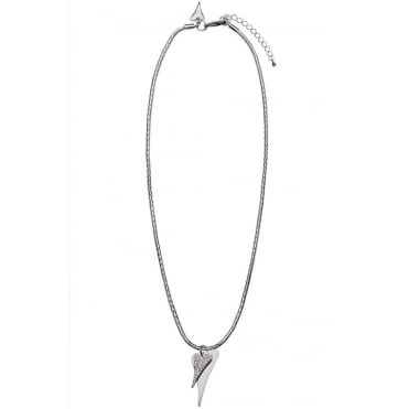 Miss Dee Silver Plated Double Heart Crystal Necklace
