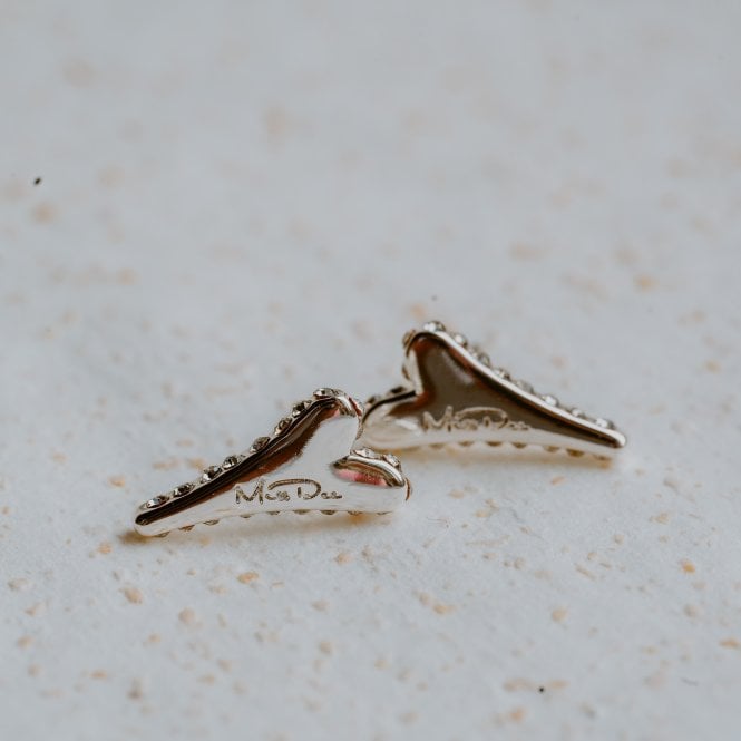 Miss Dee Silver Plated Heart & Side Stones Stud Earrings