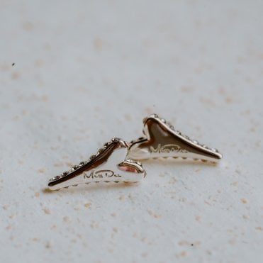 Silver Plated Heart & Side Stones Stud Earrings