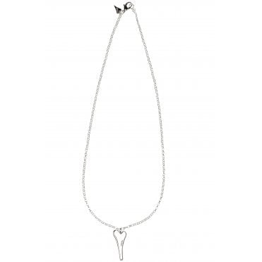 Silver Plated Long Belcher & Heart with Side Stones Necklace