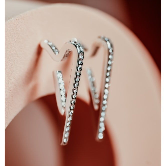 Miss Dee Silver Plated Open Crystal Heart Creole Earrings