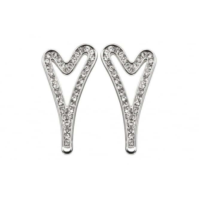Miss Dee Silver Plated Open Heart Crystal Stud Earrings