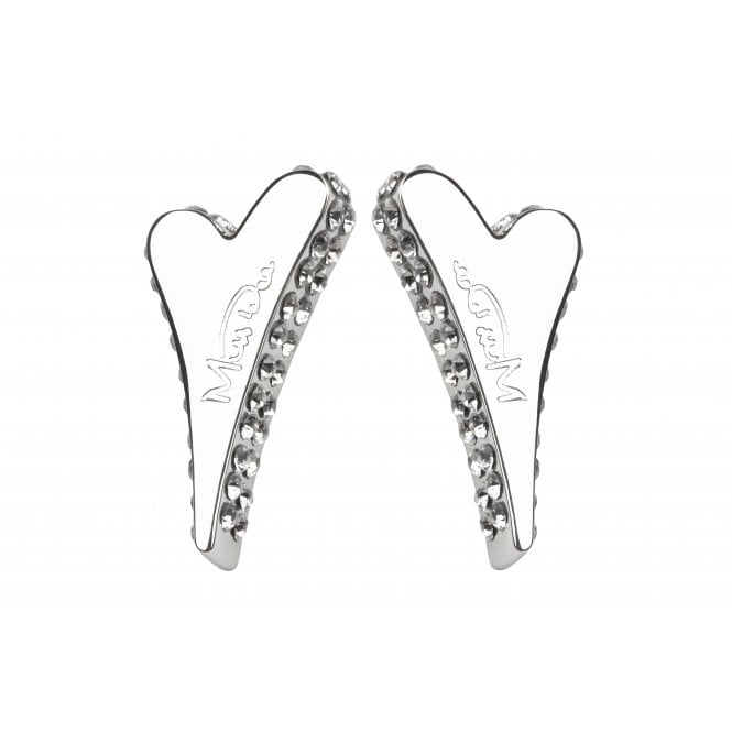 Miss Dee Silver Plated Side Stone Heart Stud Earrings