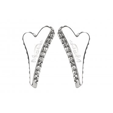 Silver Plated Side Stone Heart Stud Earrings