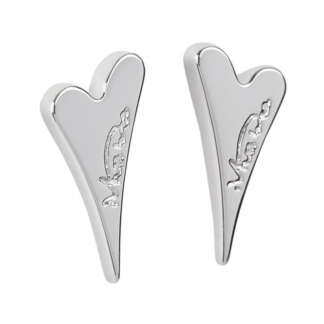 Miss Dee Silver Plated Solid Heart Stud Earrings