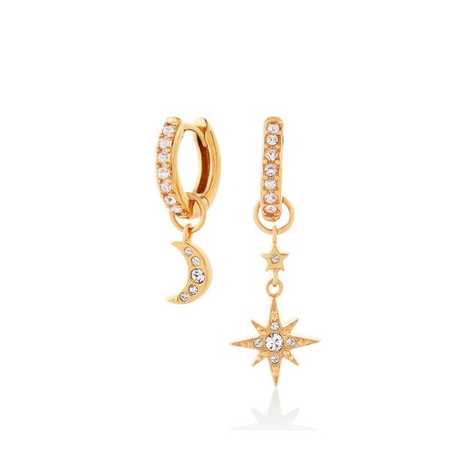 Olivia Burton Gold Celestial Moon and North Star Huggies OBJCLE39