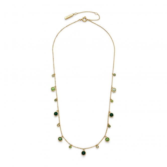 Olivia Burton Gold Plated Delicate Green Stone Drop Necklace 24100531