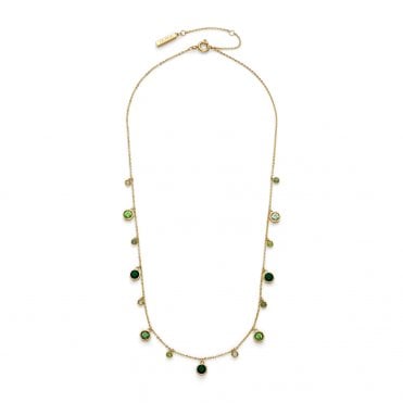 Gold Plated Delicate Green Stone Drop Necklace 24100531