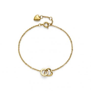 Gold Plated Heart Interlink Bracelet 24100553