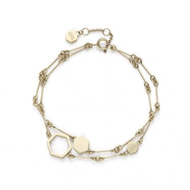 Gold Plated Honeycomb Double Layered Bracelet 24100308