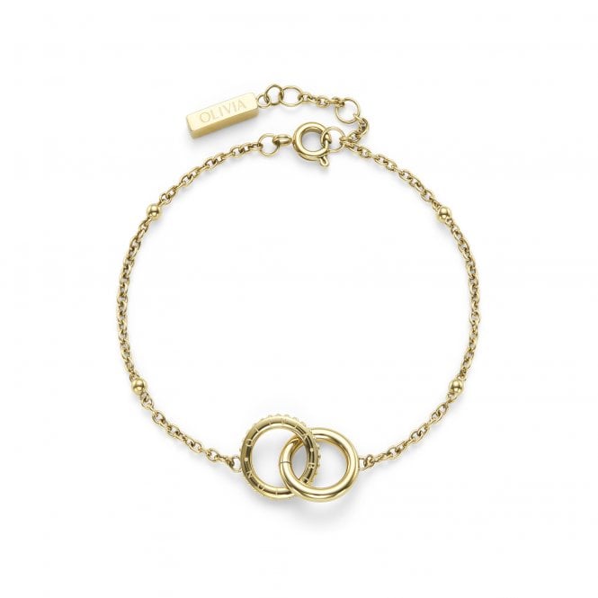 Olivia Burton Ladies Amity Interlock Gold Plated Beaded Bracelet 24100315