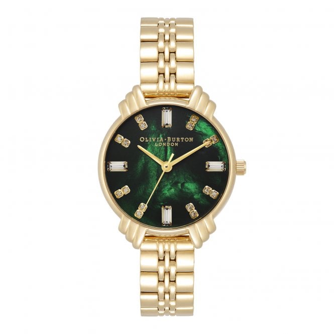 Olivia Burton Ladies Art Deco Gold Green Dial Watch OB16DC02