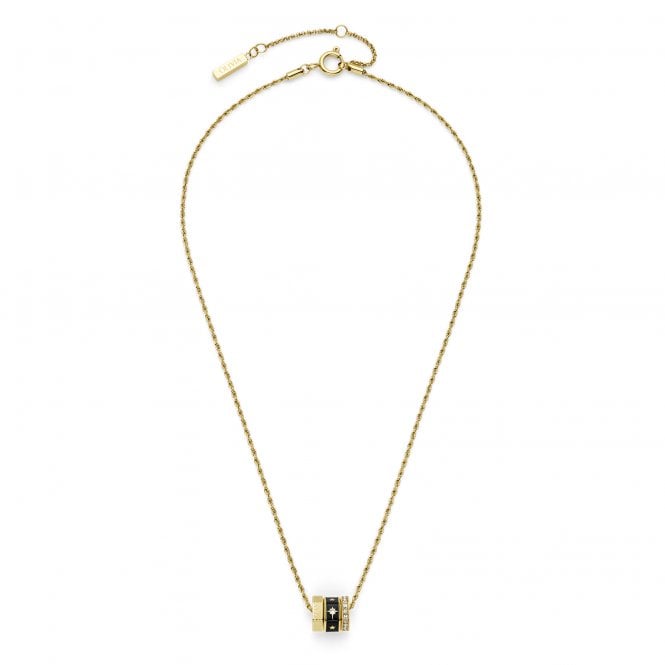 Olivia Burton Ladies Bead Charms Gold Plated Black Stone Set Charm Rope Necklet 24100447